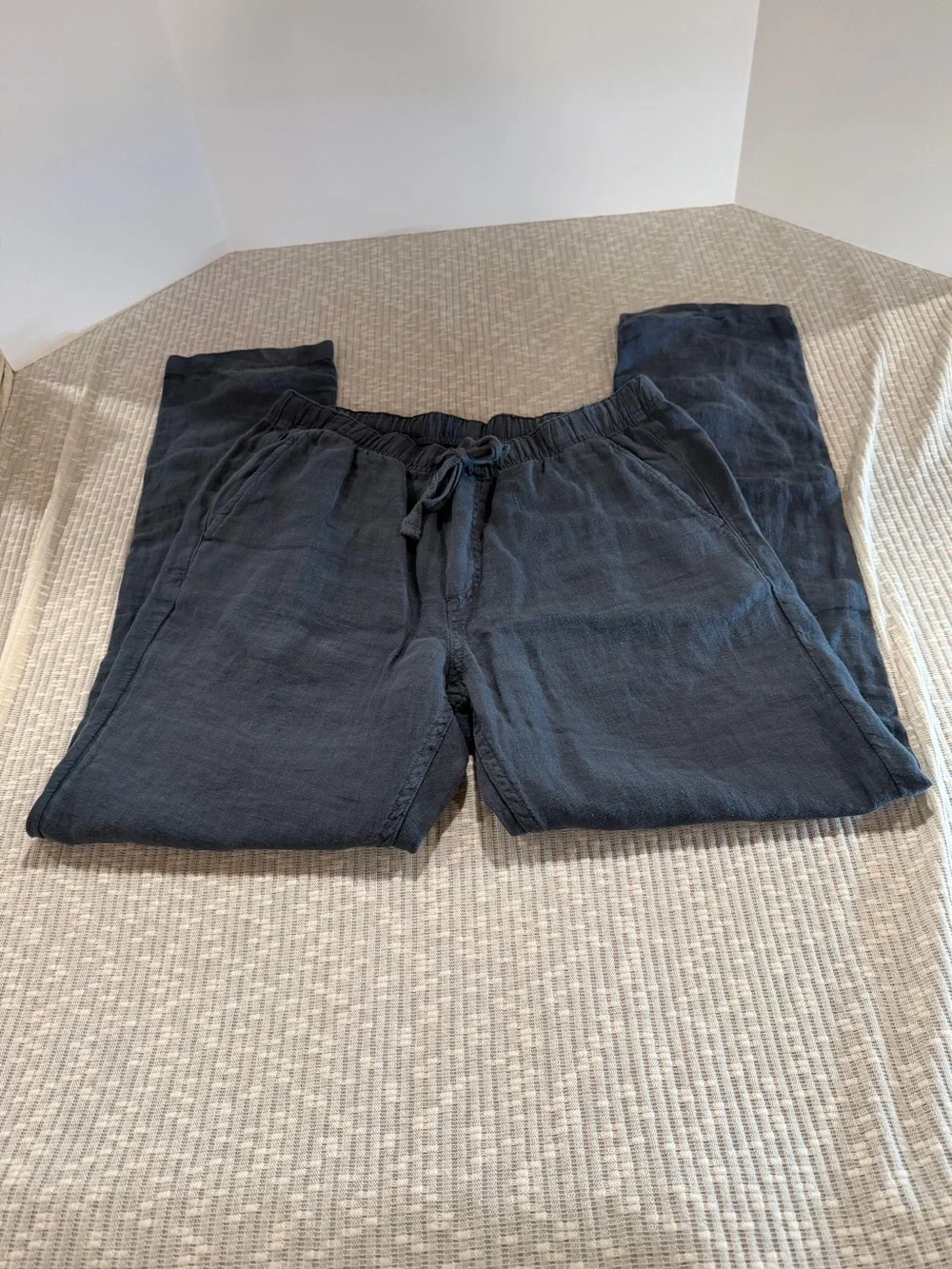 Faherty Men’s Linen Drawstring Pants Medium Washed Navy Blue 100% Linen